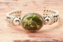 Artie Yellowhorse Genuine Royston Turquoise Sterling Silver Bracelet